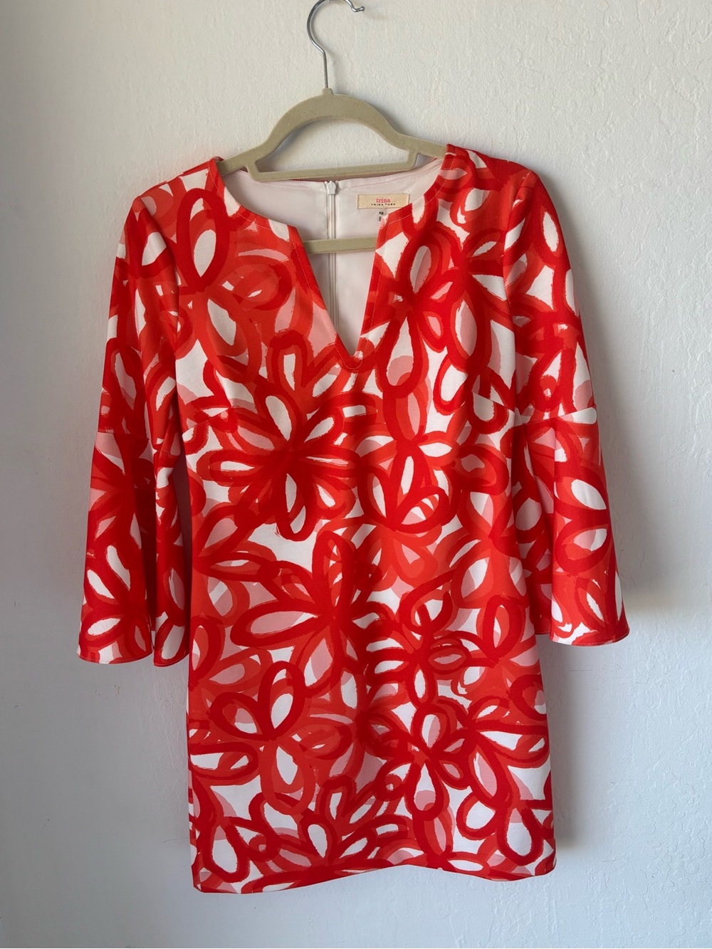 NWOT Trina Turk Orange & White Floral Shift Dress size XS